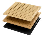 PANEL FACE
• Synchronized Veneer Décor or HPL • Standard or custom colours
ACOUSTIC CORE
• Fire Retardant Chipboard or MDF
or Moisture Resistant MDF
ACOUSTIC BACK
• Sound-absorbing Acoustic Veil
• Black colour